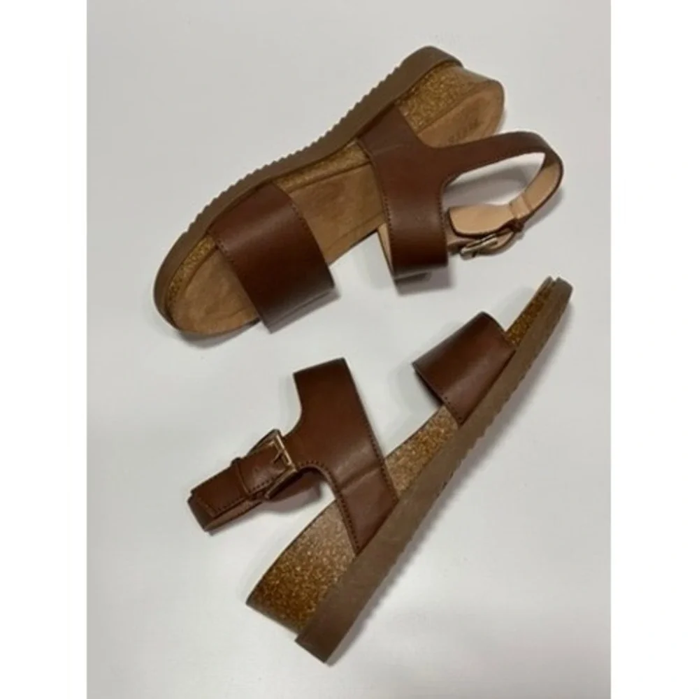 Flexi Step Nolan Brown Faux Leather Ankle Strap Sandal‎ Women's Size 7M Comfort - Picture 9 of 9